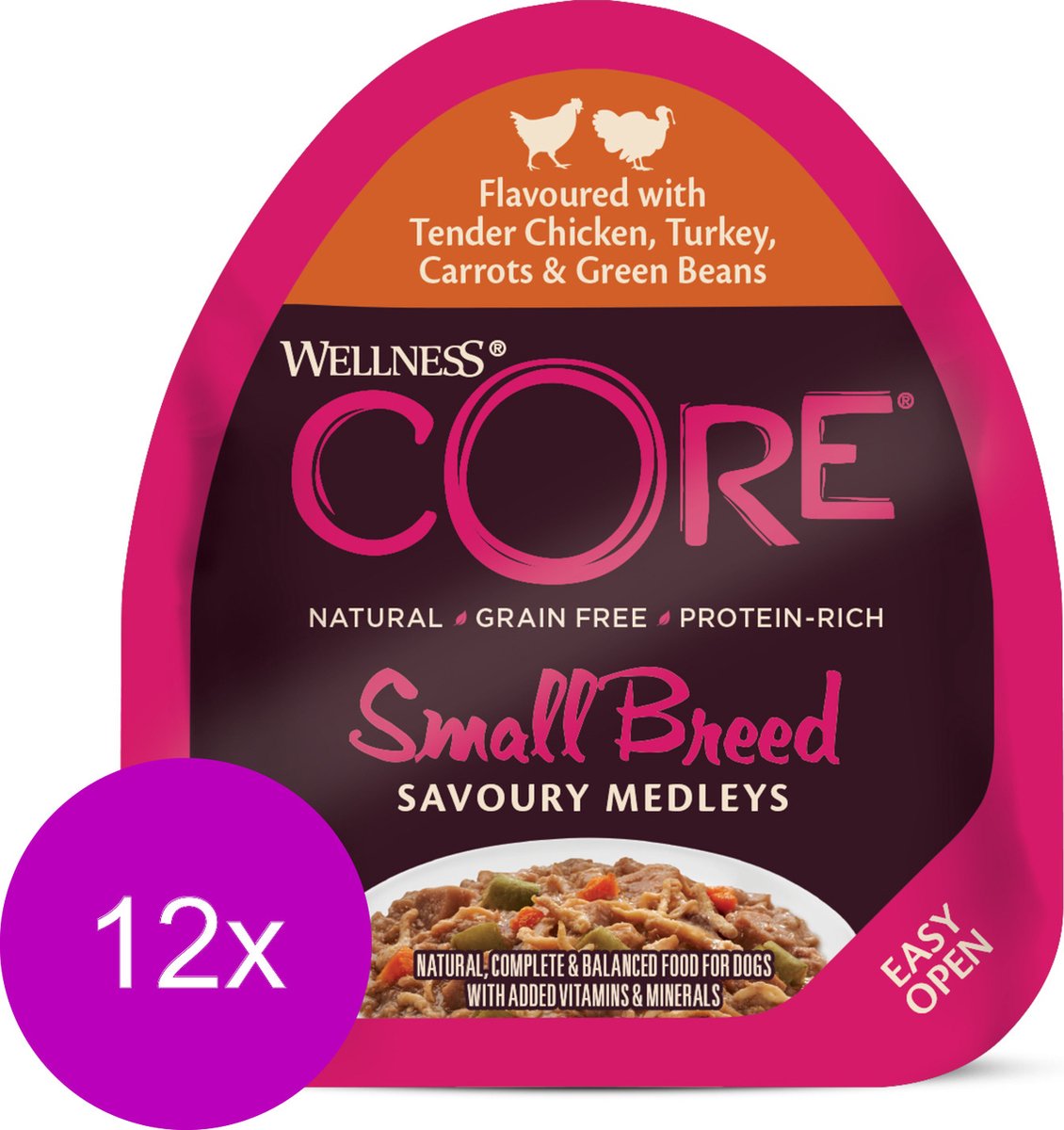 12x Wellness Core Hondenvoer Small Savoury Medleys Kip - Kalkoen 85 gr