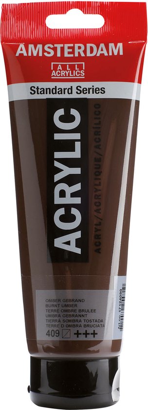 Tube de peinture acrylique Amsterdam Standard 120 ml - Burnt Umber - semi-transparent