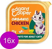 16x Edgard & Cooper Adult Paté Kuipje Organic Chicken - Kattenvoer - 85g