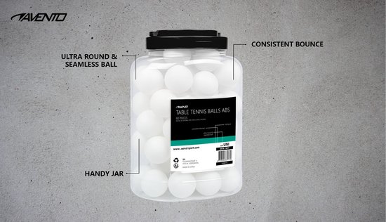 Avento de Balles de tennis de table en pot - 60 pièces - ABS