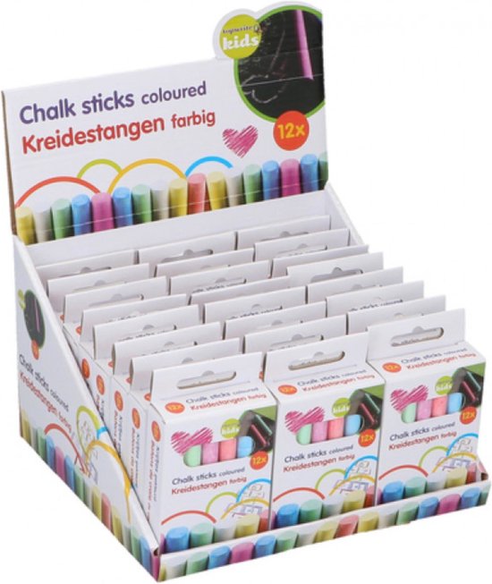 Foto: Eddy toys stoepkrijtjes kleur 10 cm 12 delig