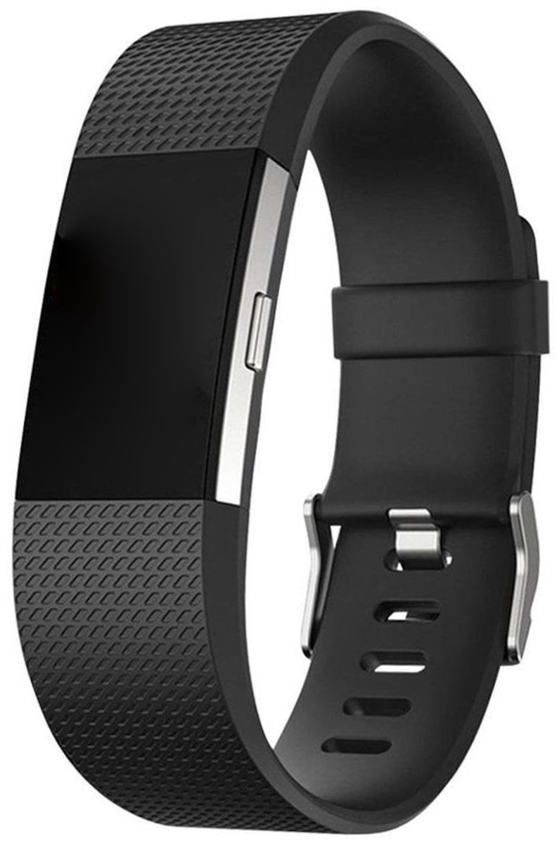 123Watches.nl sport band Geschikt voor Fitbit charge 2- zwart - ML