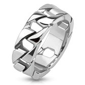 Ring Dames - Ringen Dames - Ring Heren - Ringen Mannen - Ringen Vrouwen - Zilverkleurig - Zilveren Ring Dames - Ring - Ringen - Heren Ring - Uniek Motief - Cuban