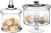 Stock/pots à bonbons/bonbonnières verre - 1L - 2L - avec couvercle - set 2x pièces