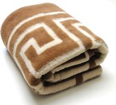 Couverture en laine 140x200cm en 100% pure laine vierge mérinos australienne 500 g/m² Certificat Woolmark Camel Brown