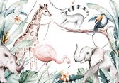 Fotobehang - Vlies Behang - Jungle Safari - Dieren van de Jungle - Junglekamer - 312 x 219 cm