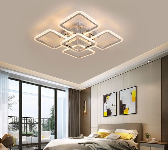 Amerce LED Plafondlamp - Moderne Kroonluchter - Dimbaar - Plafondlampen - Lamp - 3 Standen Warm / Wit / Neutraal - 58x58cm - 80W