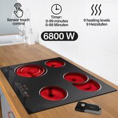 GoodVibes - Glas Keramische kookplaat met 4 zones - Frameloos - Met Touch Control / Aanraakbediening - 6800W - 9 Vermogensniveaus - Automatische Timer - Kinderbeveiliging