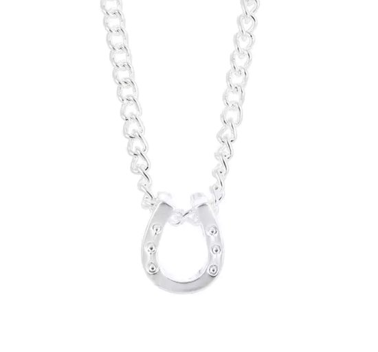 Zilveren kinderketting met hanger paard - -NL