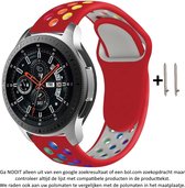 Rood Siliconen sporthorlogebandje voor bepaalde 20mm smartwatches van verschillende bekende merken (zie lijst met compatibele modellen in producttekst) - Maat: zie foto – 20 mm red rubber smartwatch strap - siliconen - regenboog