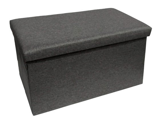 Urban Living Poef/hocker - opbergbox zit krukje - velvet zwart
