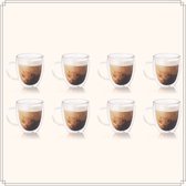 OTIX Dubbelwandige Koffieglazen - Koffiekopjes - 180 ml - Set van 8