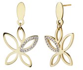 Boucles d'oreilles pendantes d'Oreilles Traveller - Papillon - Acier Inoxydable - Doré - Cristaux - 182060