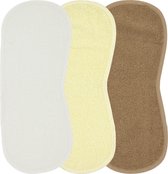 Meyco Baby Uni spuugdoek - 3-pack - badstof - offwhite/soft yellow/toffee - 53x20cm