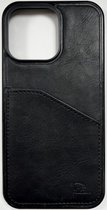 Iphone 14 MAX CASE - iphone case - leren hoesje - leather case iphone - card holder leather case - met kaarthouder - polar bear - ZWART