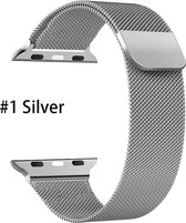 Apple Watch Band Zilver Series 1/2/3/4/5/6/7/SE 42/44/45 mm Horloge Band - RVS iWatch Milanees Bandje Apple Watch - Magneet Sluiting