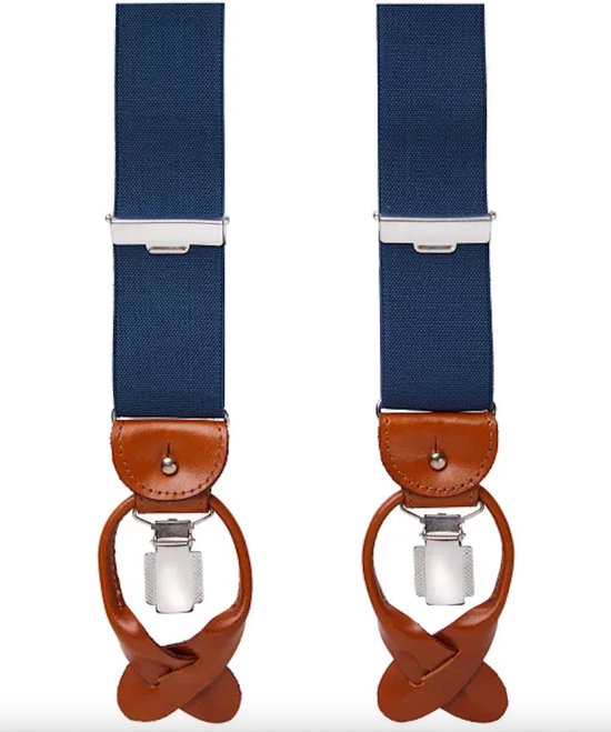 Bretelles bleu royal Profuomo avec détails en cuir luxueux