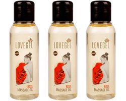 Lovegel - Erotisch massage olie - Roos - 100 ml - 3 Stuks