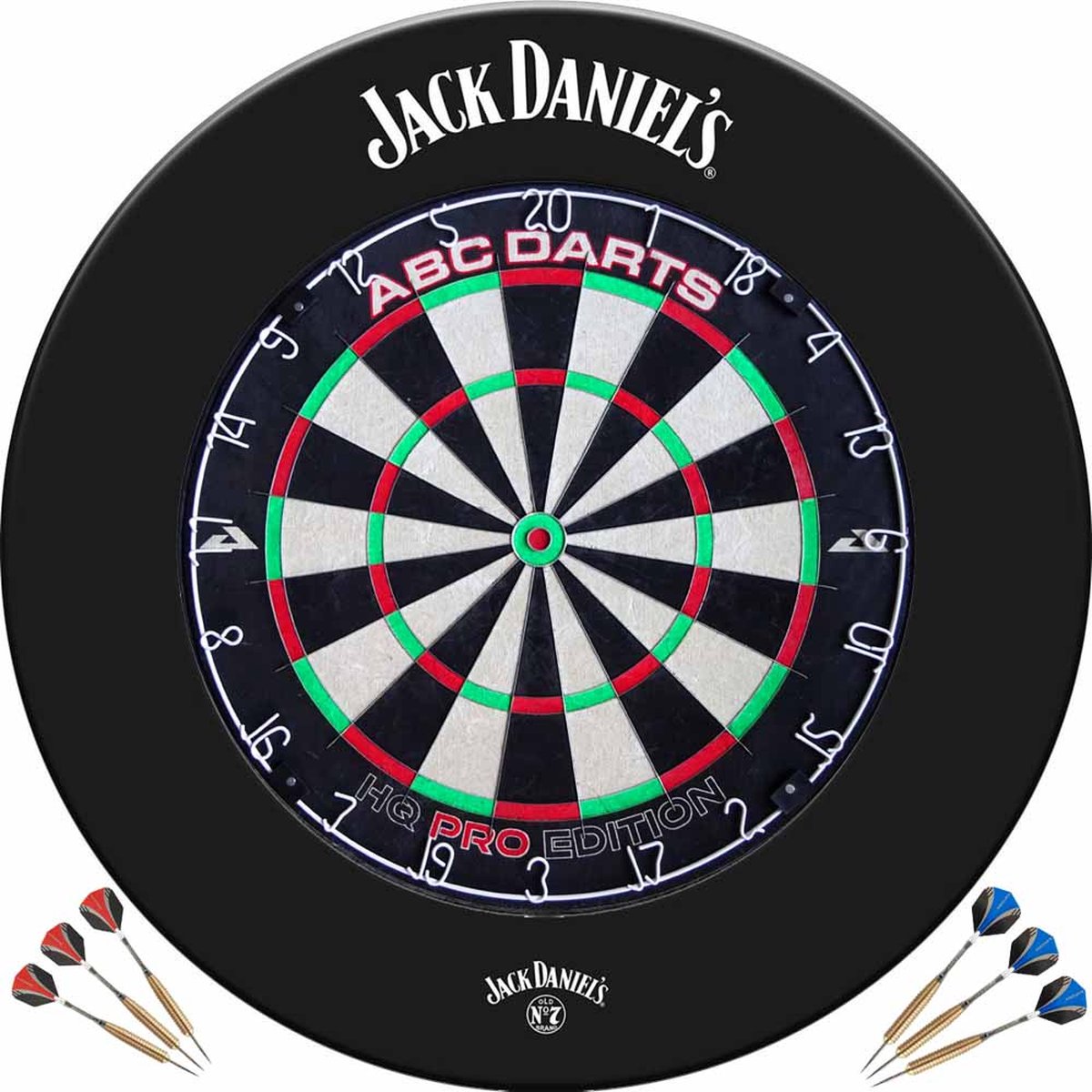 ABC Darts - Dartbord Surround Ring Jack Daniel's + ABCDarts HQ Pro Dartbord + 2 Sets Darts