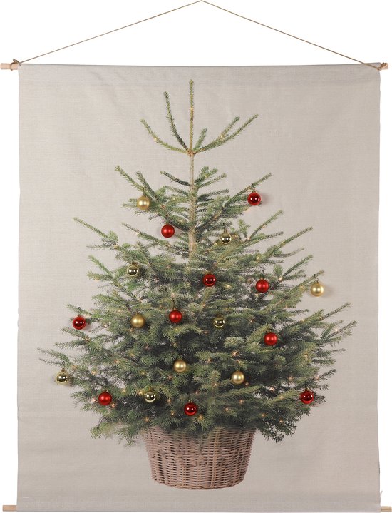 Wanddoek kerstboom m/20kerstballen