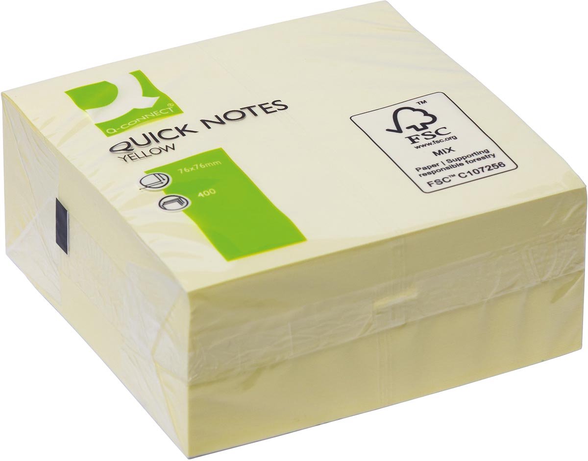 Q-CONNECT Quick Notes, ft 76 x 76 mm, 400 vel, Pak van 36 stuks, geel