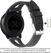 Zwart 22mm lederen bandje geschikt voor bepaalde 22mm smartwatches van verschillende bekende merken (zie lijst met compatibele modellen in producttekst) - Maat: zie foto - gesp – Black leather smartwatch strap - Leer - Leder - 22 mm