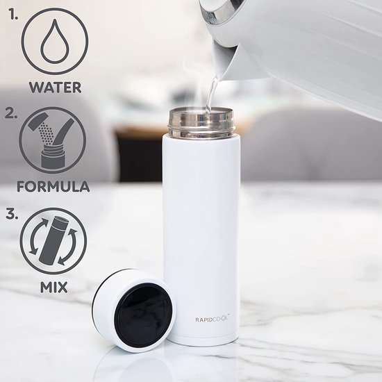 Nûby - RapidCool™ - Maak de perfecte flesvoeding voor je baby - Flessenkoeler - Inclusief melkpoederdispenser en digitaal deksel - Wit van Nûby — afbeelding 5