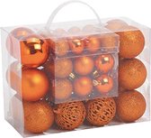 Kerstballen - set 50x st - koper - mix 3, 4 en 6 cm - kunststof - pakket - kerstversiering