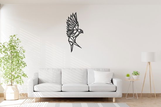 Geometrische Vogel Omlaag - Big - Wanddecoratie - Lasergesneden -  - Zwart - Geometrische dieren en vormen - Houten dieren - Muurdecoratie - Line art - Wall art