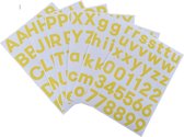 lettres adhésives jaunes | autocollants alphabet | avec des chiffres | hauteur 4cm
