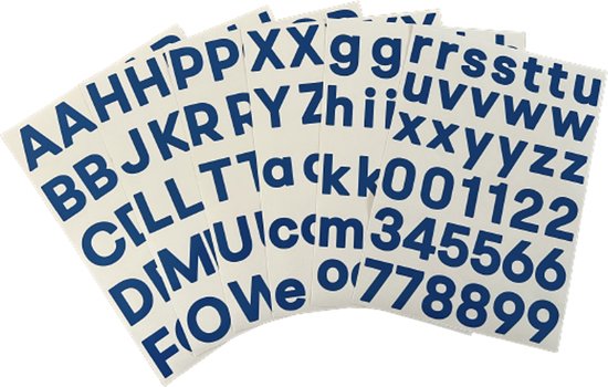 plakletters blauw | alfabet stickers | met cijfers | hoogte 4 cm | bol.com