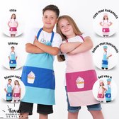 Sevilya Set van 2 | 2 Kinderschorten kookschort kinderen blauw jongen | roze meisjes | keukenschort schilderschort knutselschort kinderschort kat en cupcake met tas om te beschilderen bakken koken tuin