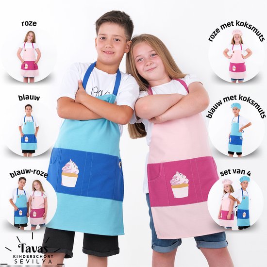 JZK Verstelbare waterdichte kinderschort en oversleeve set, blauwe kinder keukenschort met zak voor jongens voor school koken, gebak, schilderen, tuinieren schort JZK Verstelbare waterdichte kinderschort en oversleeve set, blauwe kinder keukenschort met zak voor jongens voor school koken, gebak, schilderen, tuinieren schort