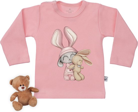 Baby t shirt met konijntjes print Roze Lange mouw maat 50 56. bol