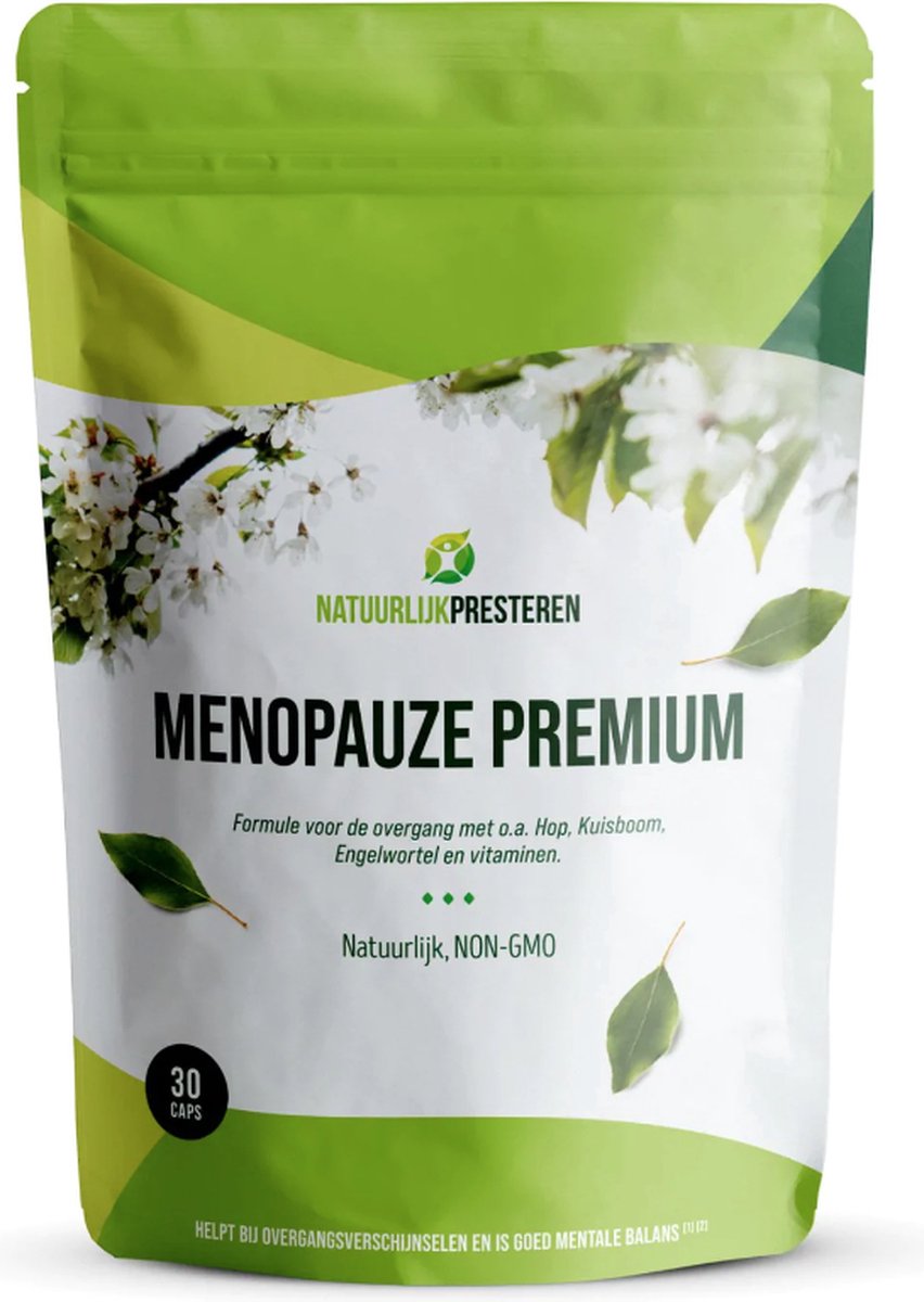 Goedkoopste Menopauze Premium - Overgang Tabletten - Monnikspeper, Dong Quai, Foliumzuur - Opvliegers - Nachtelijk zweten - 30 capsules - 1 maand