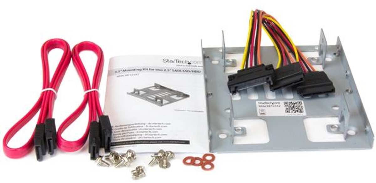 StarTech.com Dubbele 2,5 inch naar 3,5 inch HDD-steun voor SATA harde schijven 2,5 inch naar 3,5 inch steun met 2 schijven voor montagebay