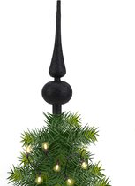 Piek/kerstboom topper - zwart - H23 cm - glitters - Kerstversiering