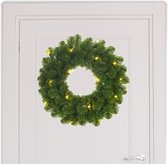 Kerstkrans/dennenkrans - groen - verlichting - D60 cm - kerstkransen