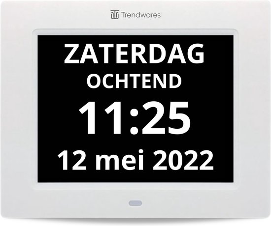Analoge/digitale kalenderklok met 8 alarmen wit 8 inch