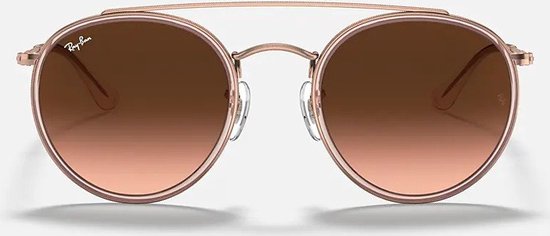 Ray-Ban Round RB3647N Unisex Zonnebril - Roze / Bruin