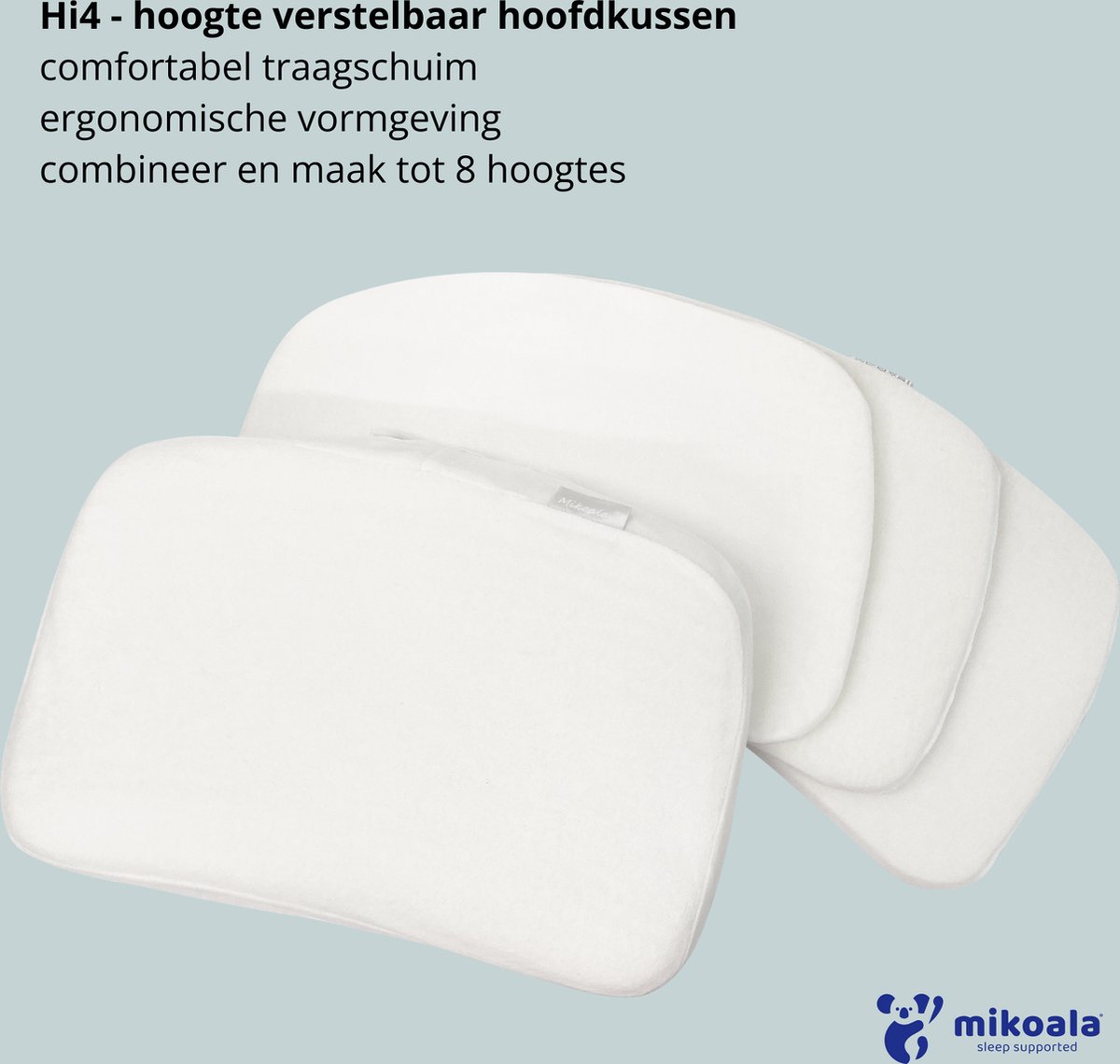 Lunch roltrap baan Mikoala - Hi4 Deluxe Pillow - Orthopedisch Hoofdkussen Traagschuim -  Verstelbaar in 8... | bol.com