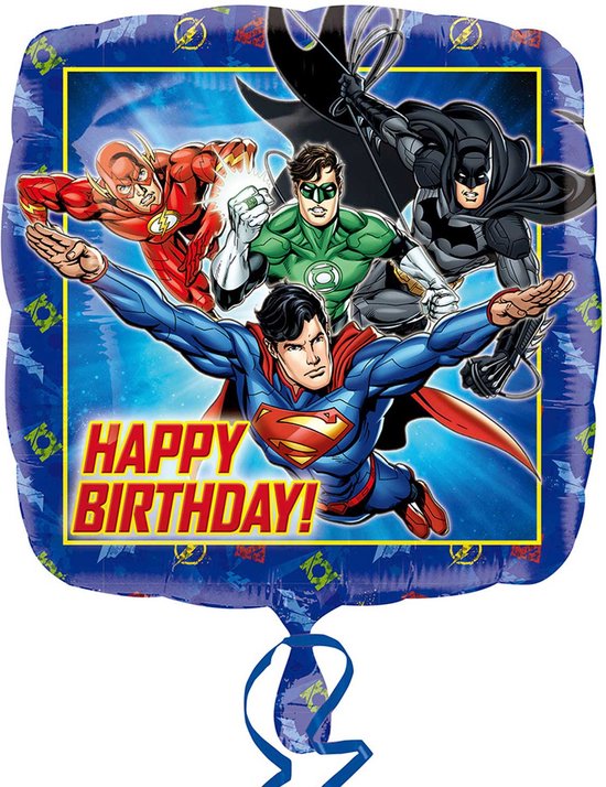 Amscan - Justice League - Superhelden - Folie ballon - Helium ballon - Happy birthday - 43cm - Leeg - 1 stuks.