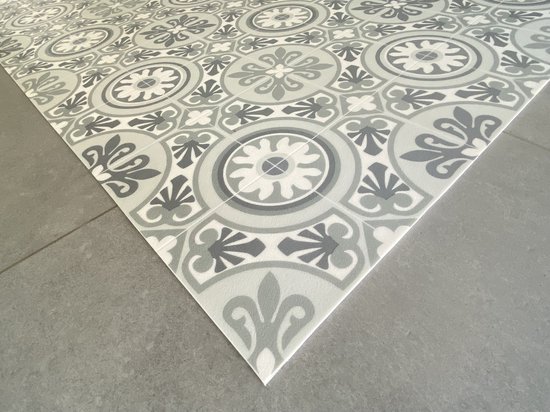 JYG Vloerkleed Bevere - Keukenloper - Keukenmat - Vinyl - Vintage 50x150cm - Grijs - Ecru