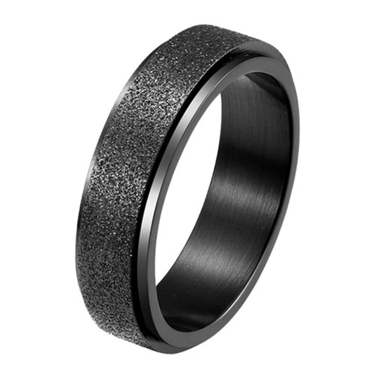 Despora - Anxiety Ring - (Glitter) - Stress Ring - Fidget Ring - Draaibare Ring - Spinning Ring - Spinner Ring - Zwartkleurig RVS - (20.00 mm / maat 63)