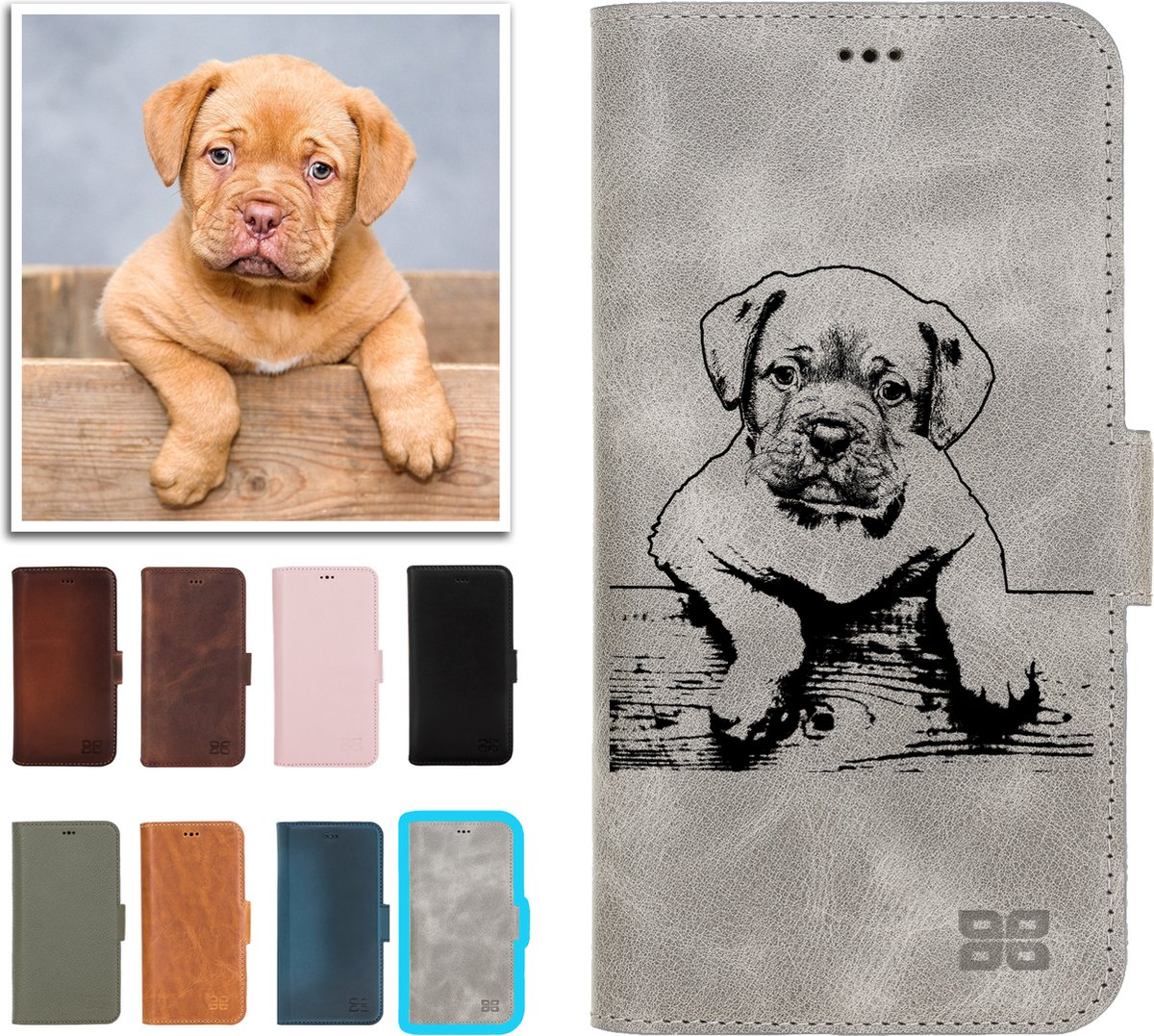 Bouletta geschikt voor iPhone 14 Pro Max BookCase Hoesje - Gepersonaliseerd Afbeelding
