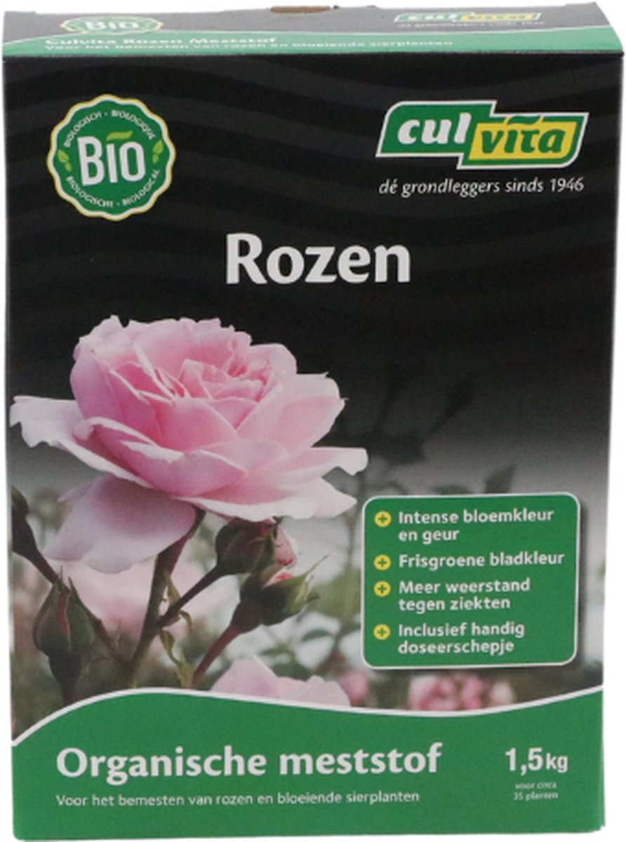 Culvita - Biologische Rozen plantenvoeding - Rozen Meststof 1,5 kg - Voor intense bloemkleur en geur - 100 dagen voeding