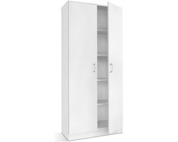 Interiax Opbergkast - Kledingkast 'Amelie' - 2 Deuren & 4 Legplanken | Wit | 180x80x40 cm Interiax Opbergkast - Kledingkast 'Amelie' - 2 Deuren & 4 Legplanken | Wit | 180x80x40 cm