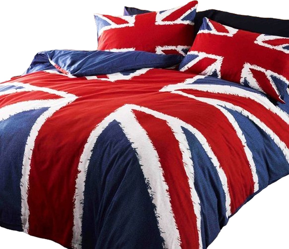 Union Jack tweepersoons dekbedovertrek - 200 x 200 cm. - Engelse Vlag dekbed - 2 persoons met 2 kussenslopen