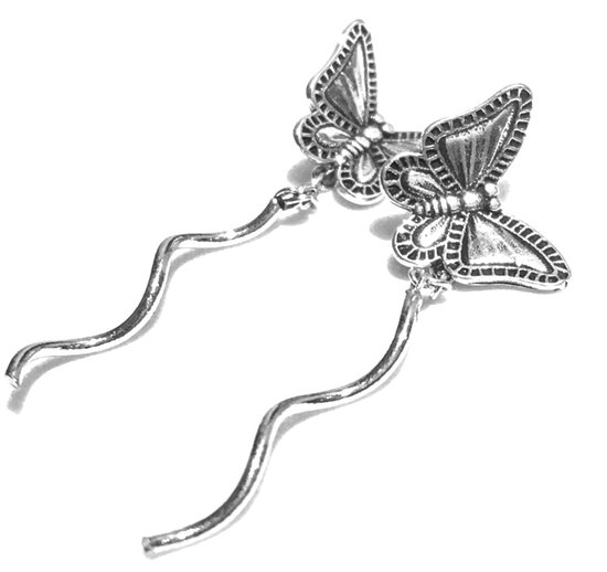 Vlinder -oorbellen-Zilver-Met staartje- 835-Charme Bijoux