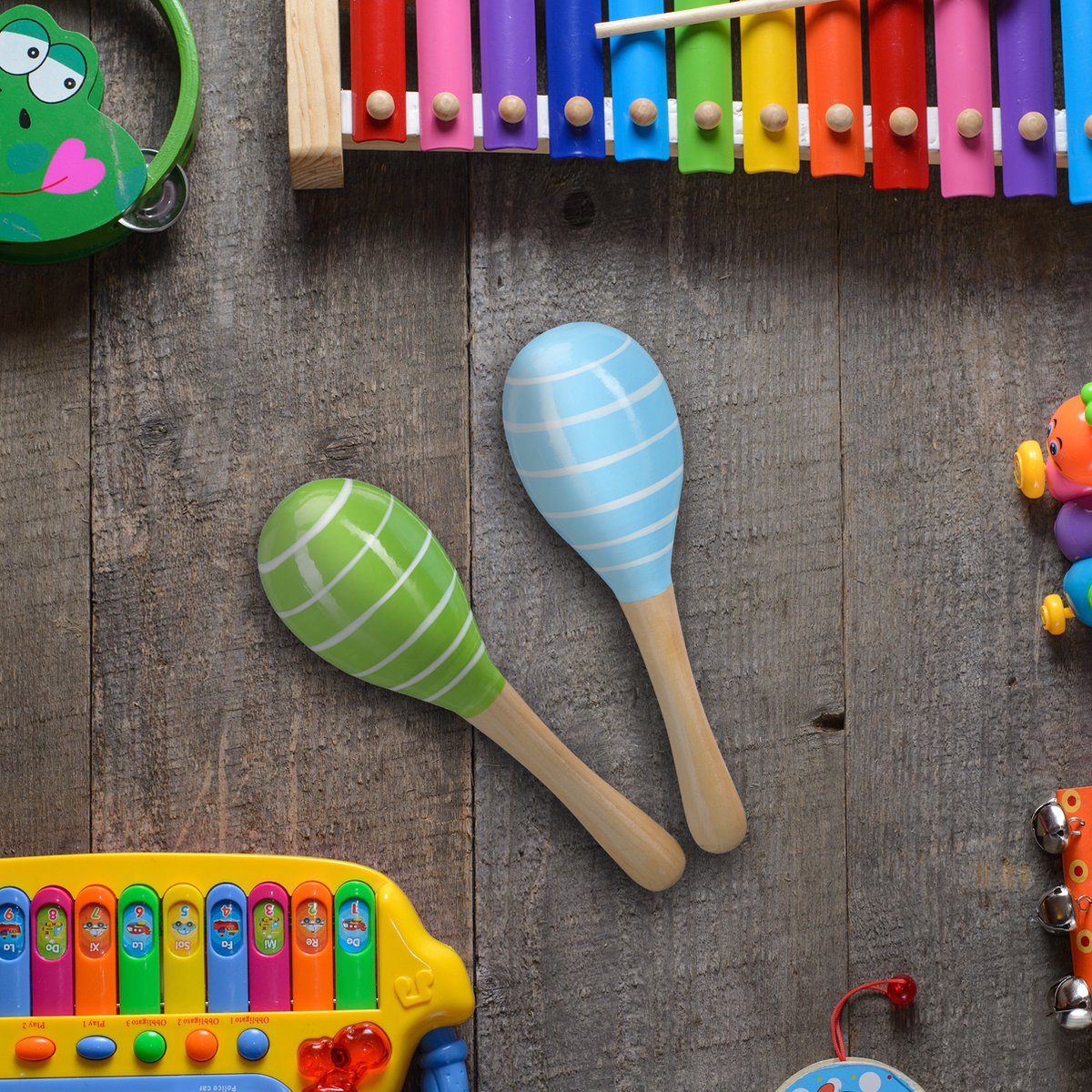 Relaxdays 20x sambabal voor kinderen rammelaar hout maracas